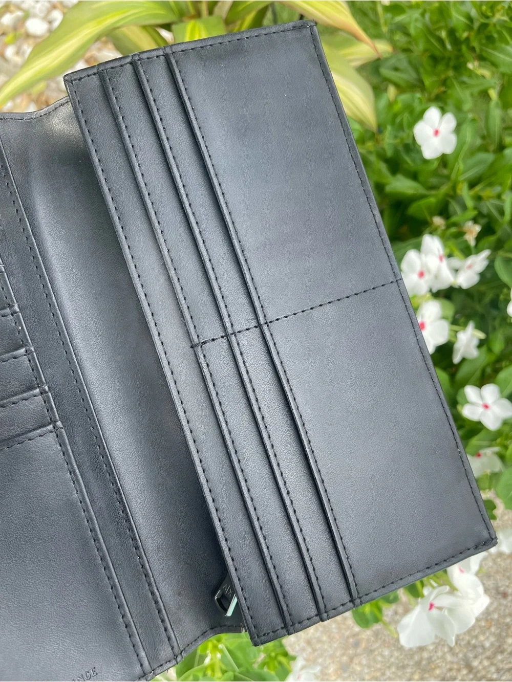 A|X Armani Exchange Black White Monogram Logo Men’s Bifold Cash Checkbook Wallet